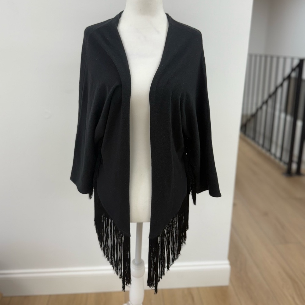 Kontatto Italian Black Fringe Women's Shrug